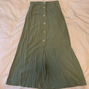 Aritzia Sage Green Button-Front Maxi Skirt